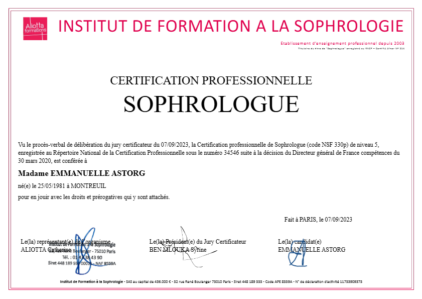 photo diplome Emmanuelle ASTORG BRINON