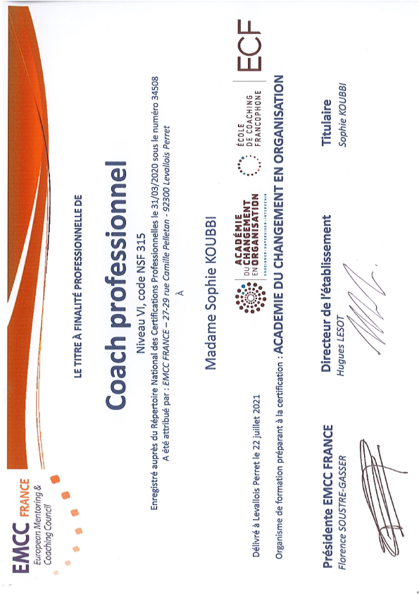 photo diplome Sophie Koubbi - Du Bonheur en Barres