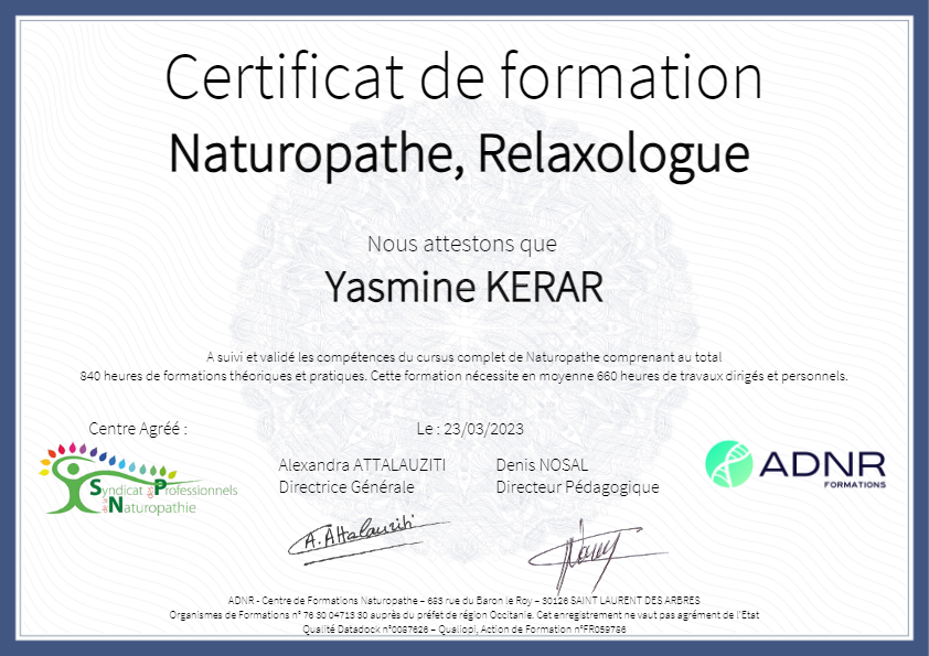 photo diplome Naturoker 
