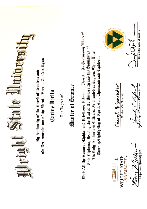 photo diplome Carine Jeangeorge