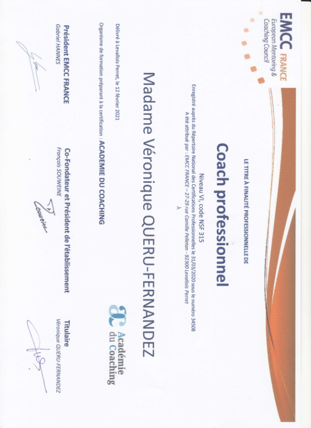 photo diplome Véronique Queru-Fernandez