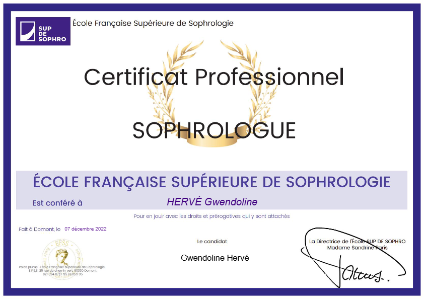 photo diplome Gwendoline Hervé