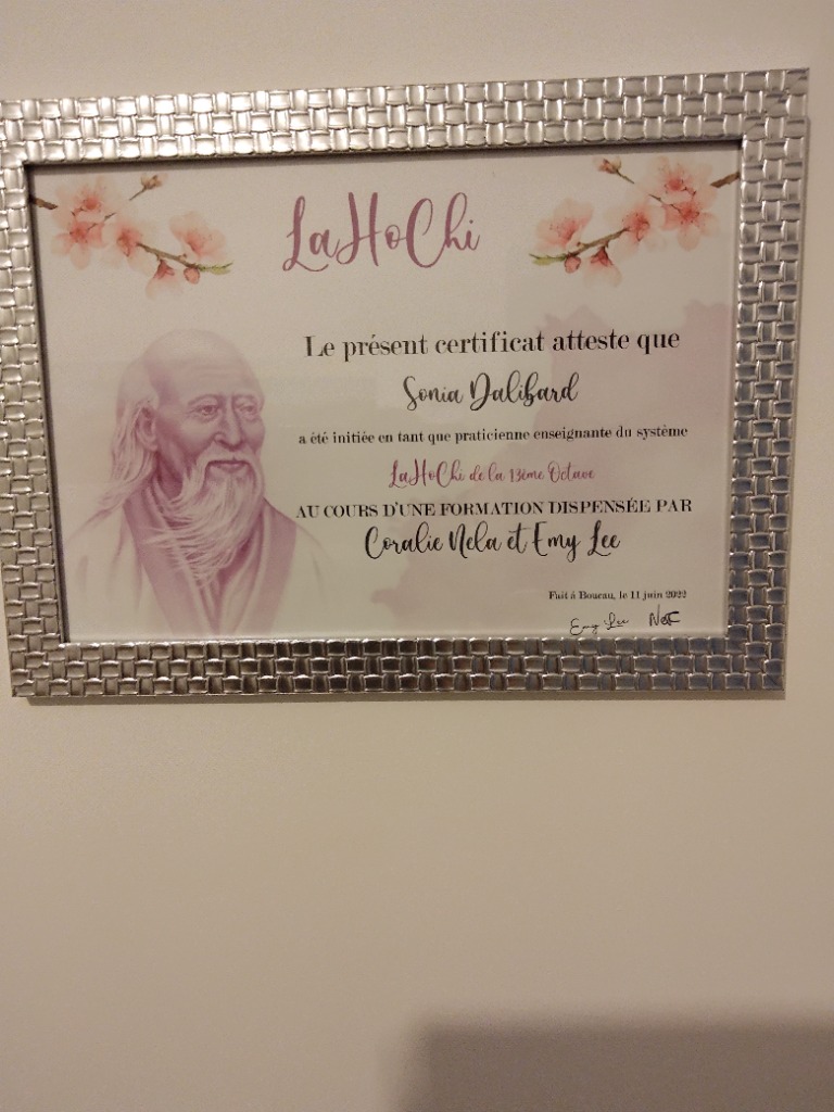 photo diplome Sérénité et bien-être 