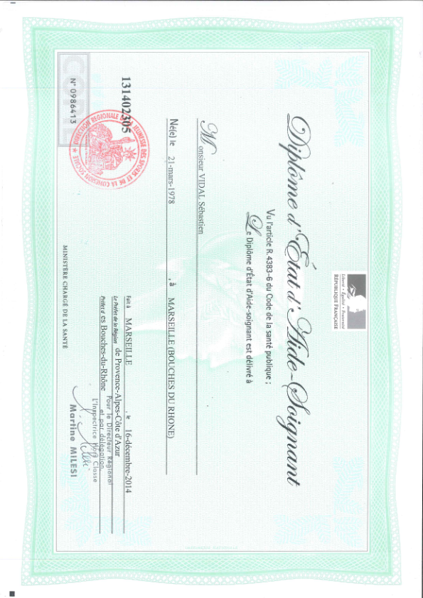 photo diplome Vidal Sébastien