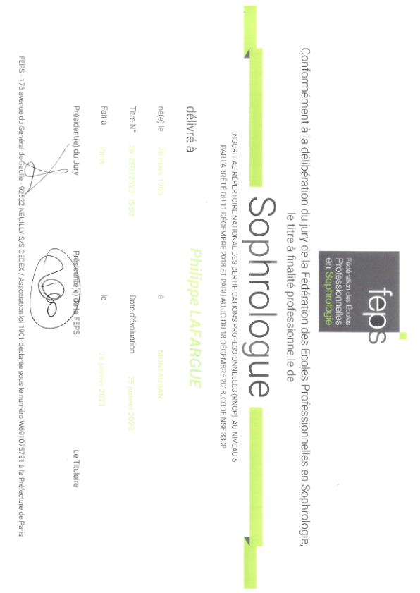 photo diplome Philippe LAFARGUE