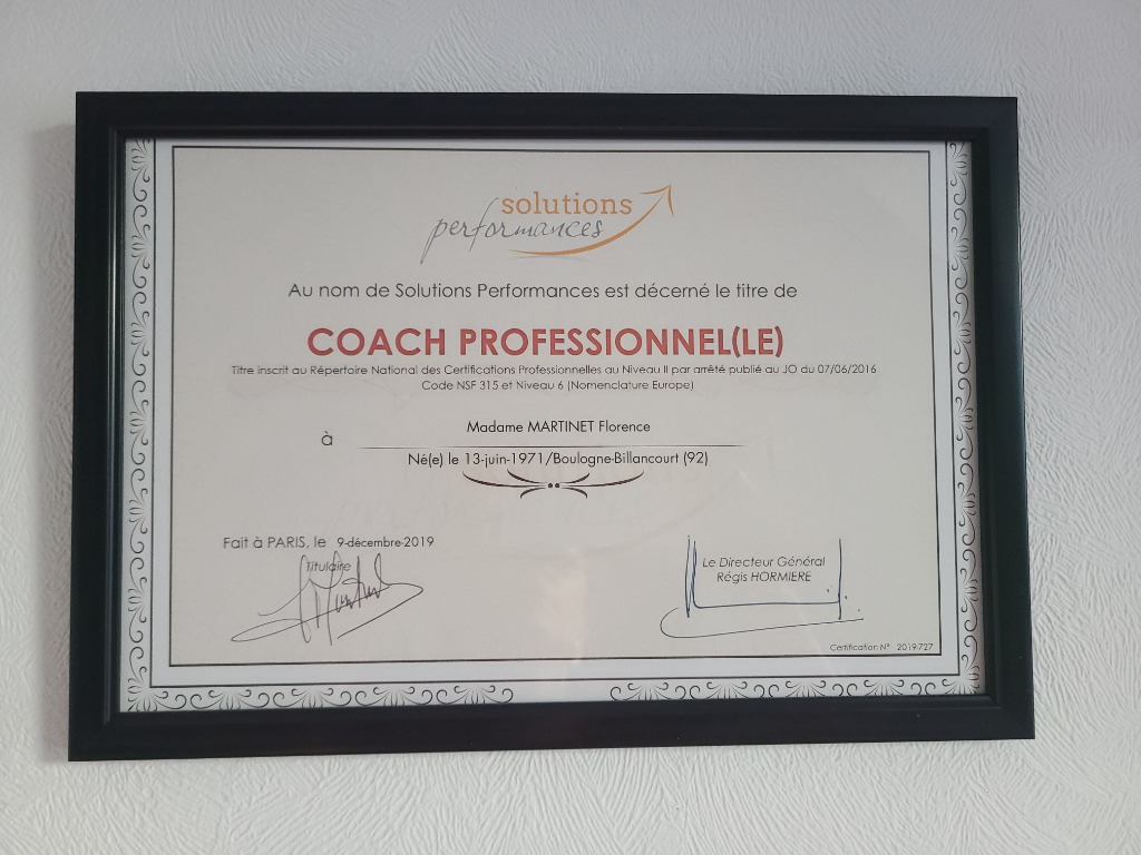 photo diplome Florescence Coaching