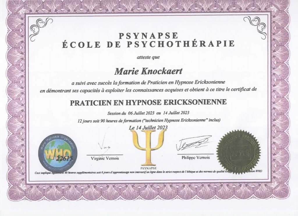 photo diplome Mme Knockaert Marie
