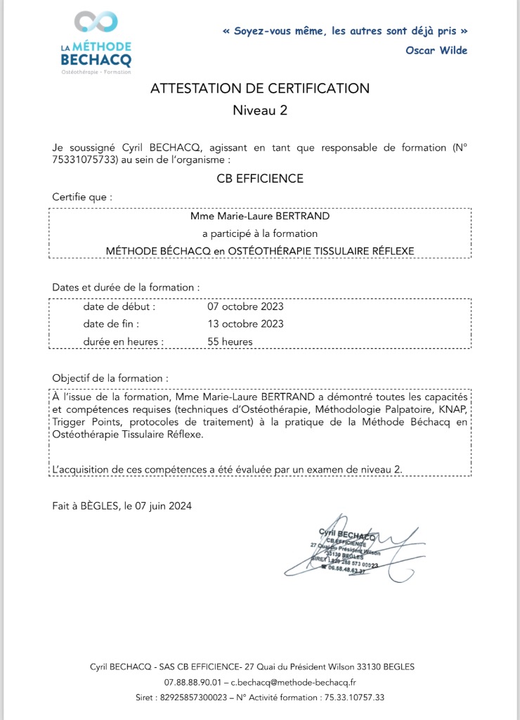 photo diplome Marie-Laure Bertrand 