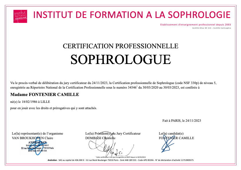 photo diplome Douce Heure des Liens