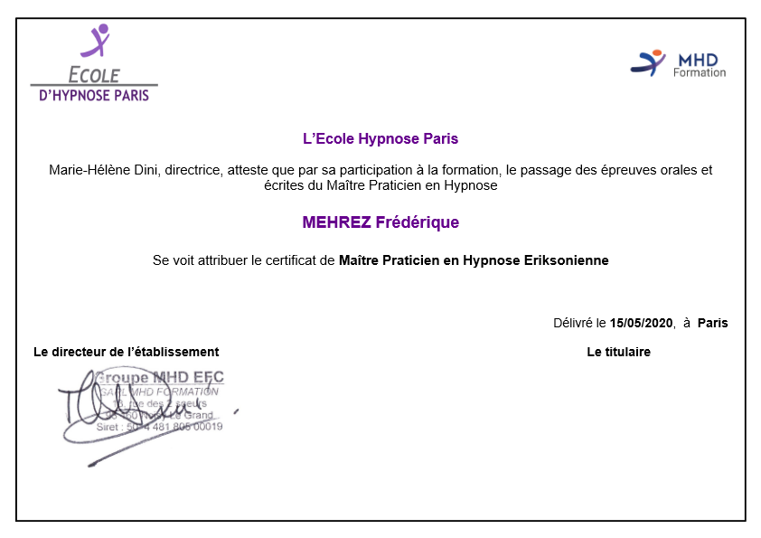 photo diplome FREDERIQUE MEHREZ