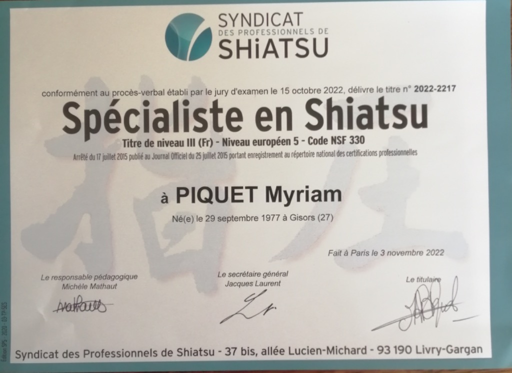 photo diplome M. Zen Shiatsu