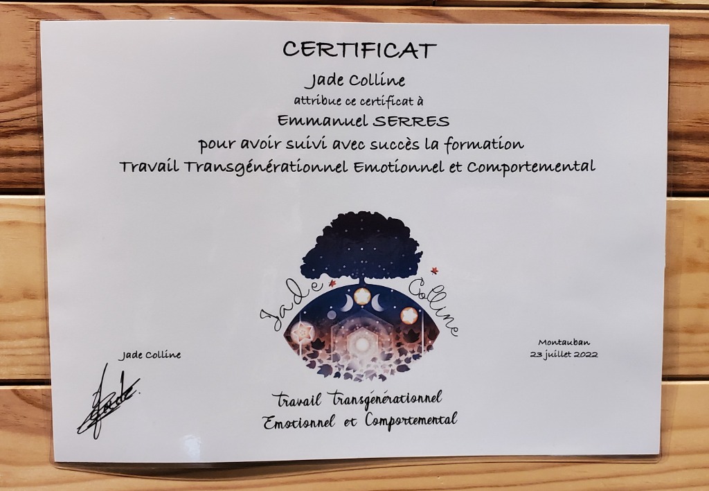 photo diplome Serres Emmanuel Transgénérationnel 