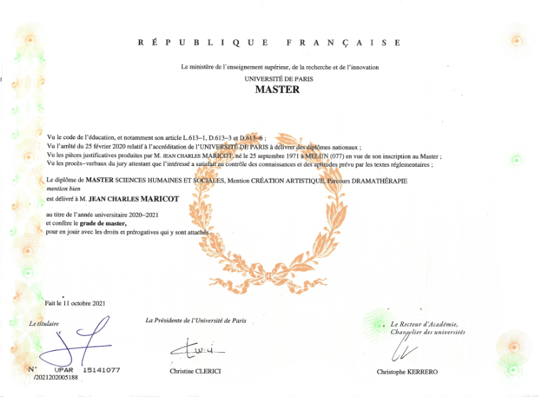 photo diplome Jean Maricot 