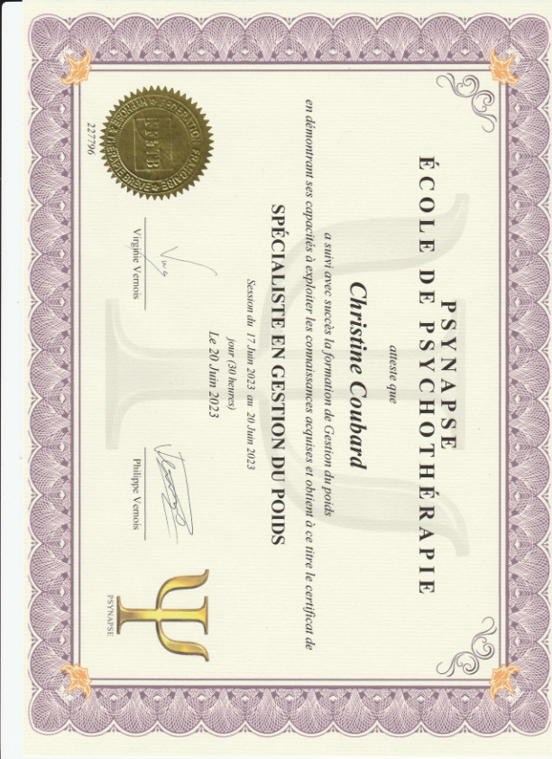 photo diplome Christine Coubard 