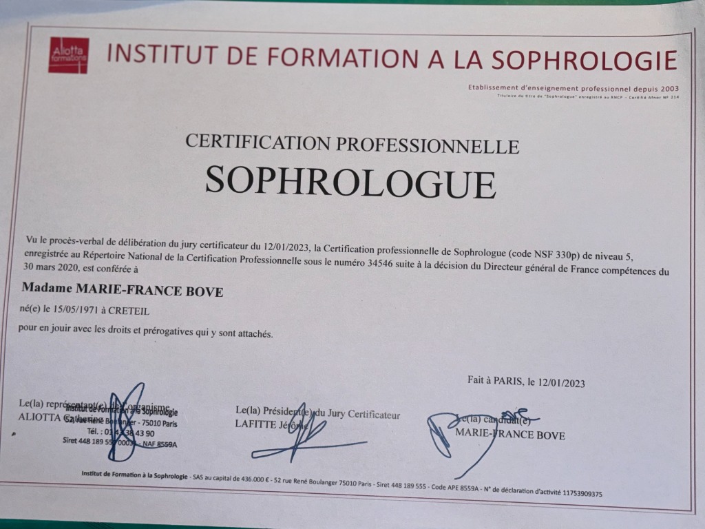 photo diplome Marie-France Bove