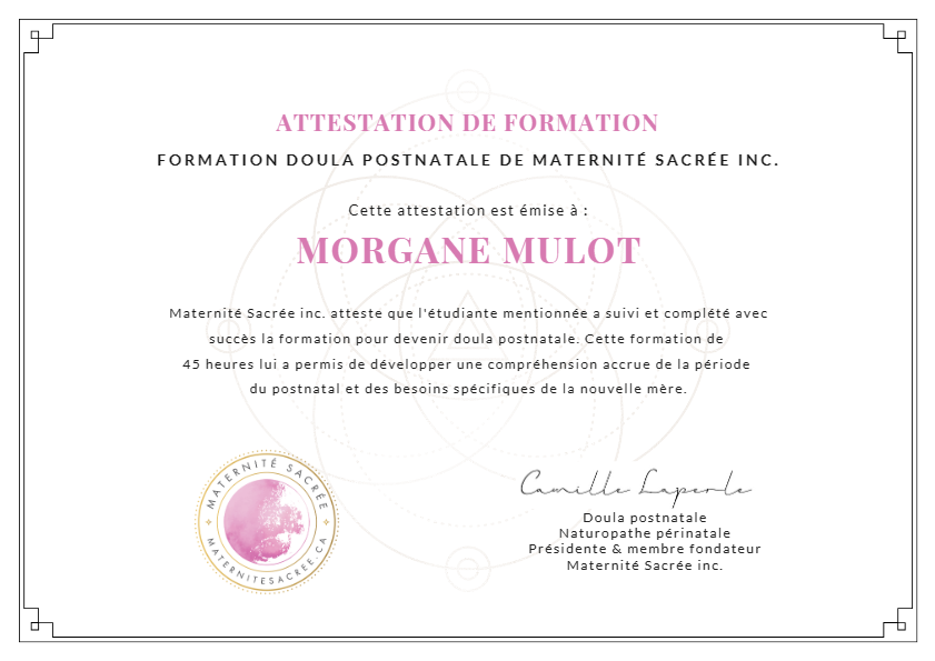 photo diplome Morgane Doula