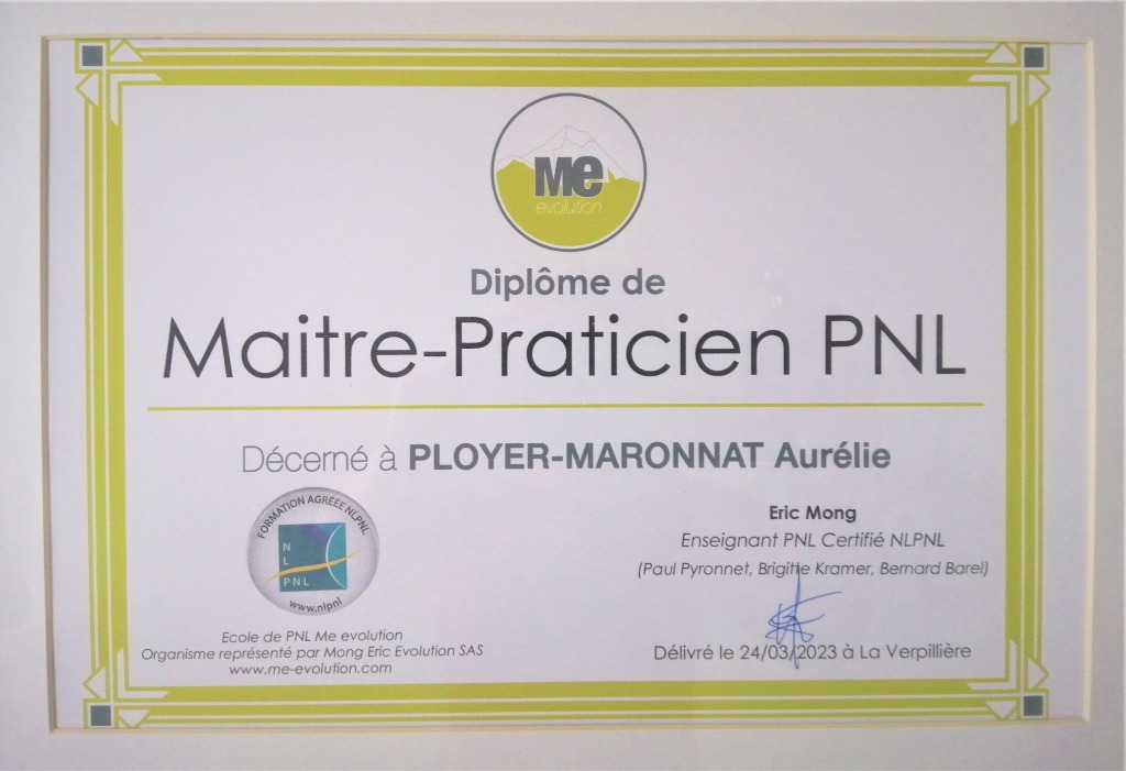 photo diplome Une Graine de Vie coaching et thérapie brève