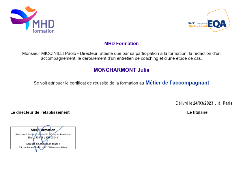 photo diplome Chrysalides conseils