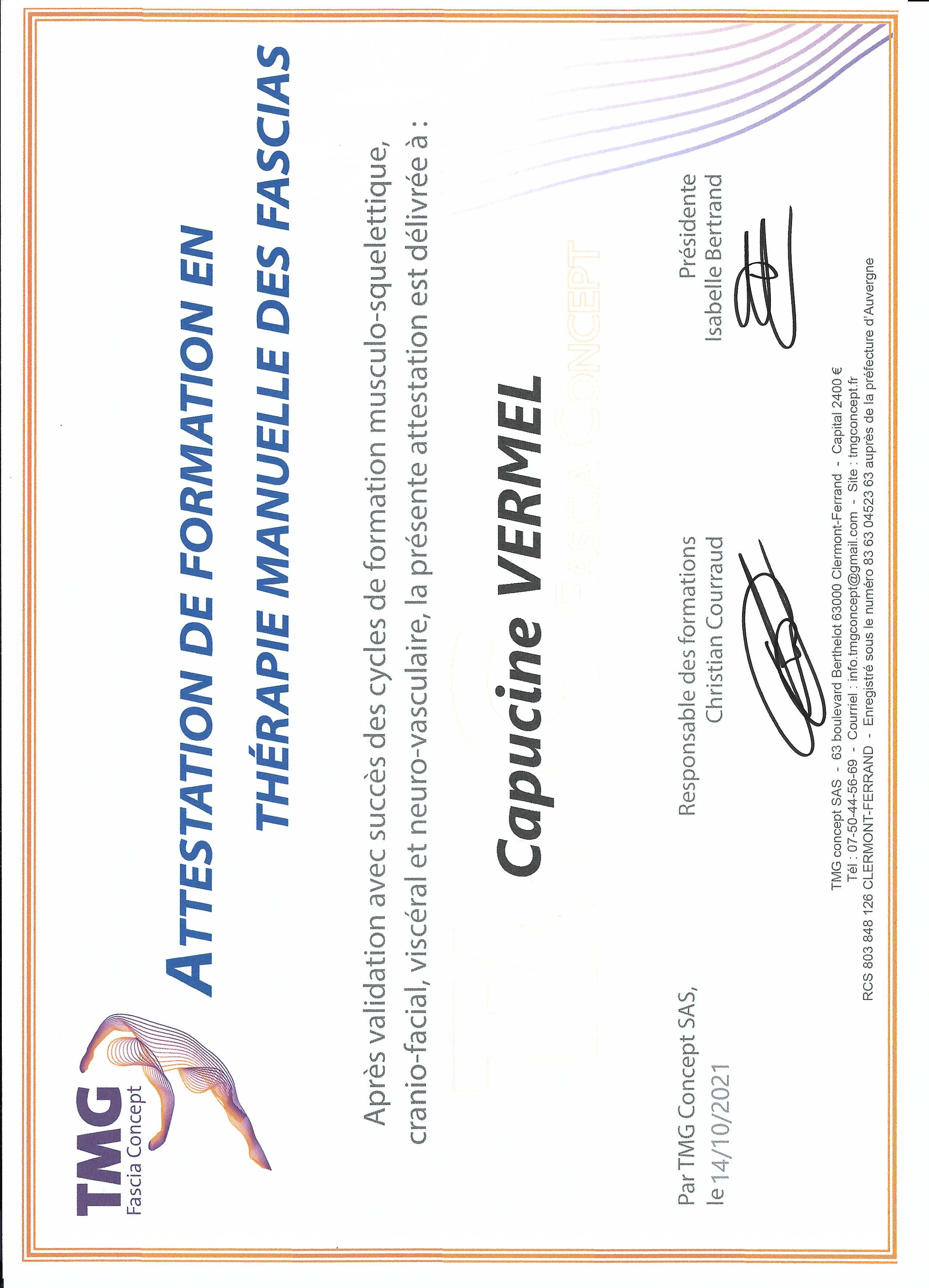 photo diplome Vermel Capucine   Fil’Zen