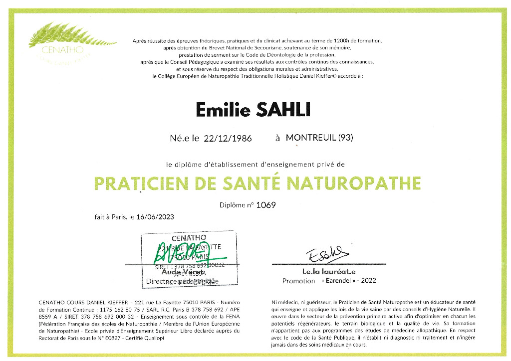 photo diplome Emilie Sahli