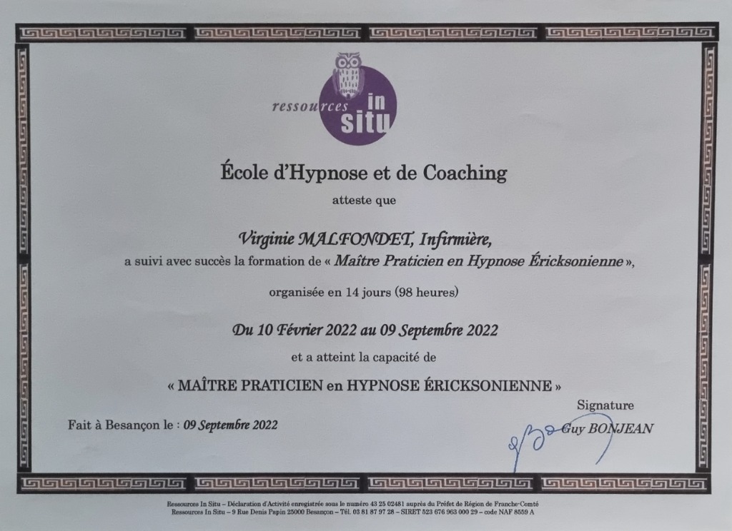photo diplome Virginie Malfondet