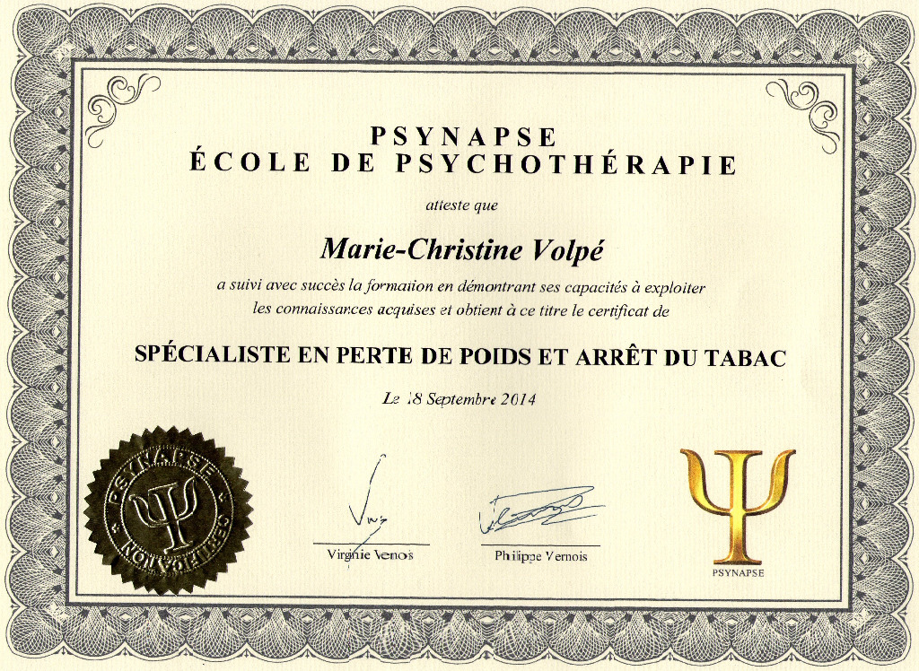photo diplome Marie-Christine Volpe