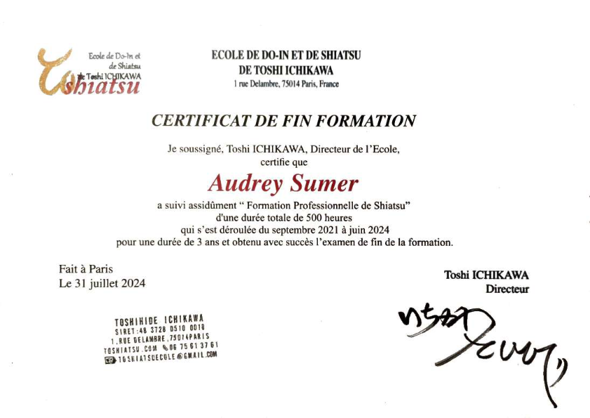 photo diplome Audrey Sumer