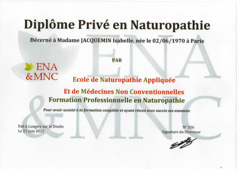 photo diplome Isabelle Jacquemin