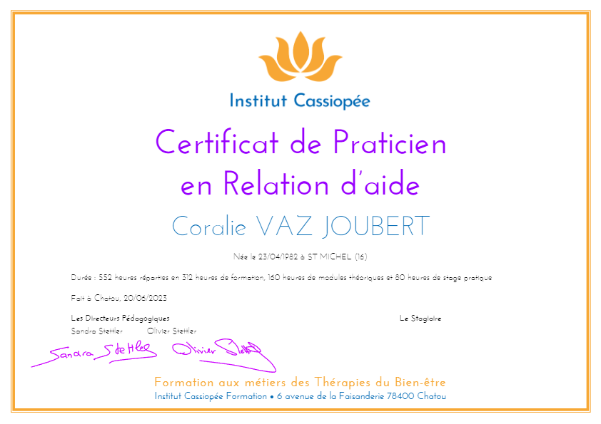 photo diplome Coralie VAZ-JOUBERT