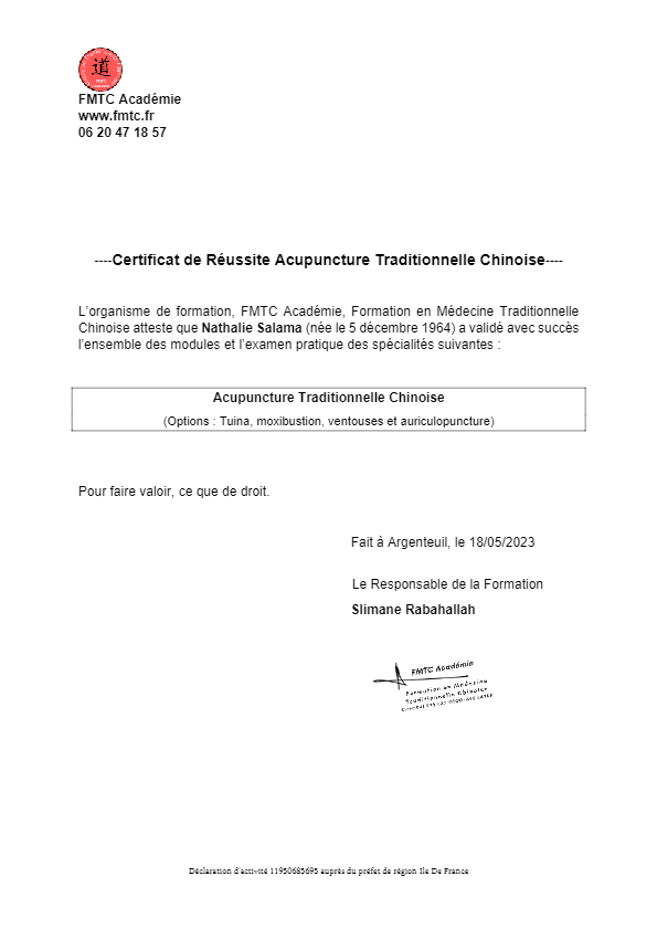 photo diplome Nathalie SALAMA