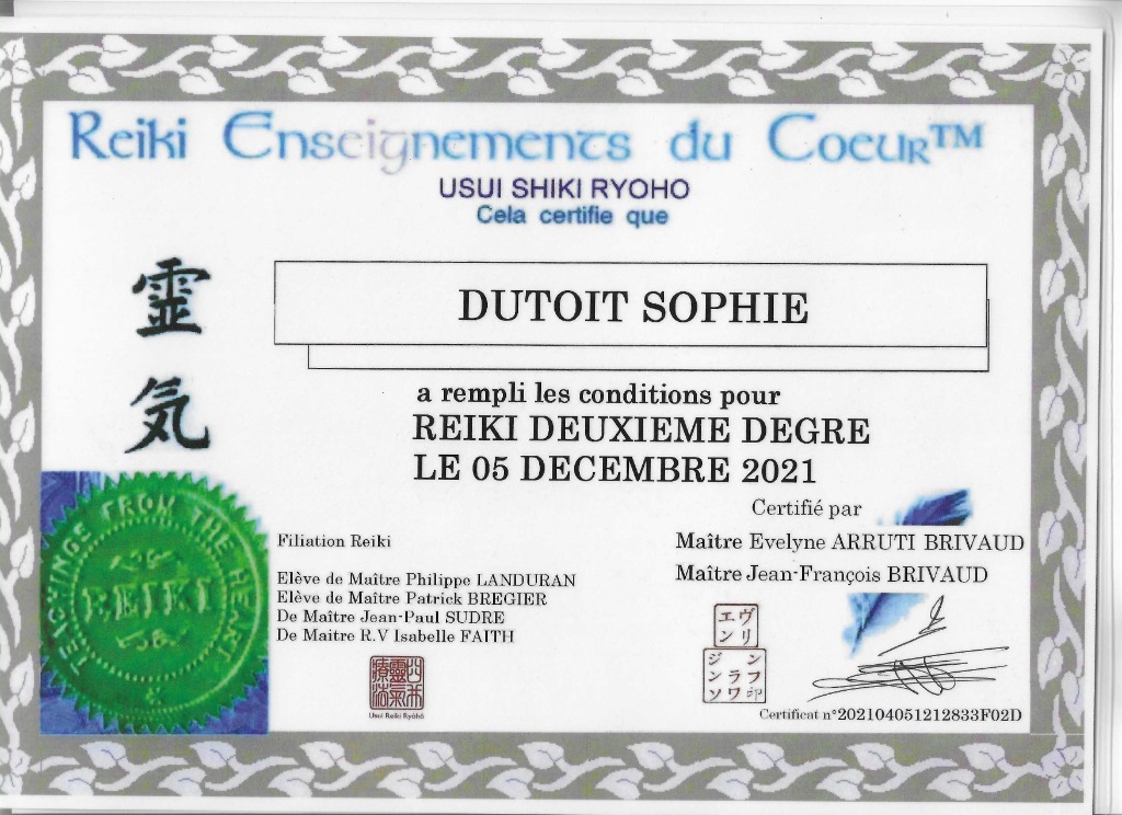photo diplome LES BIENFAITS DE LILI