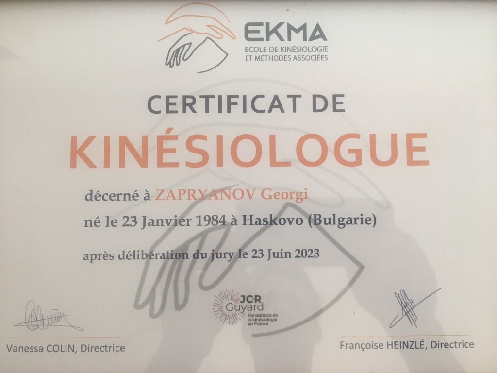 photo diplome KINESIOLOGUE