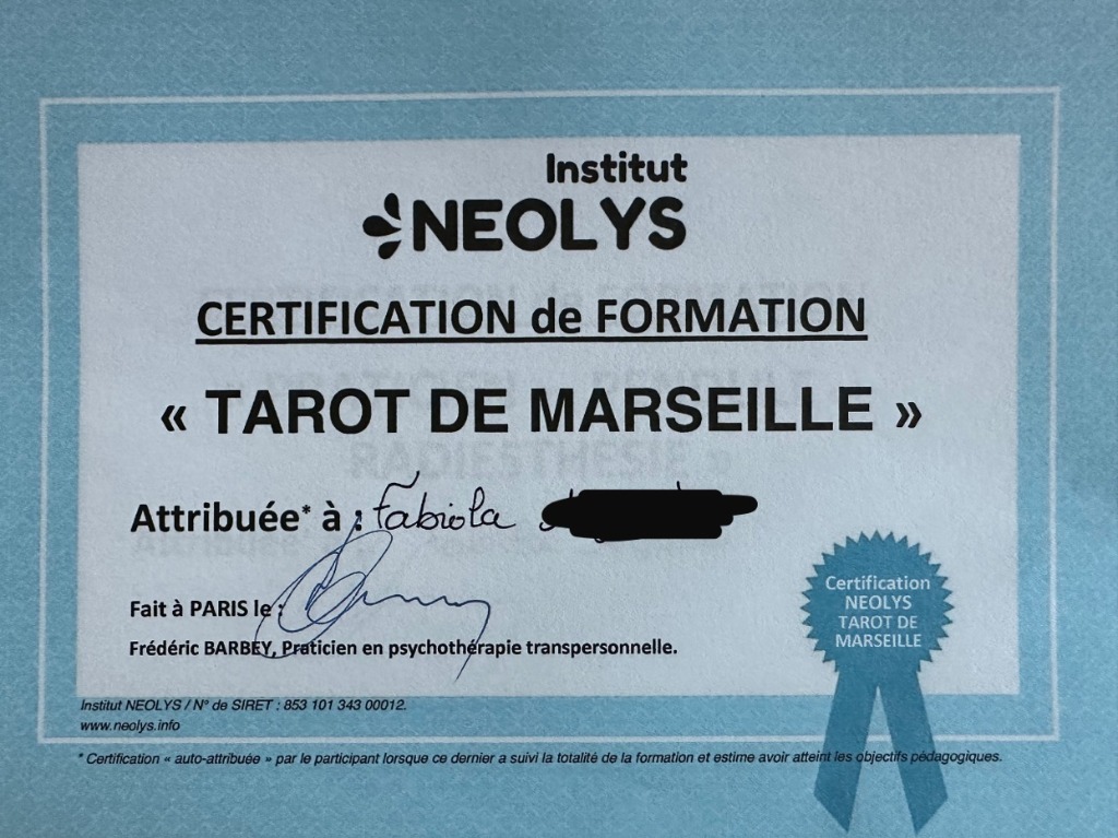 photo diplome Sérénité Gaïa Voyance 