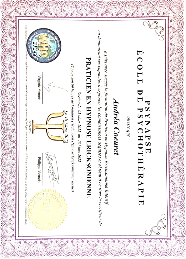 photo diplome Andréa Coeuret 