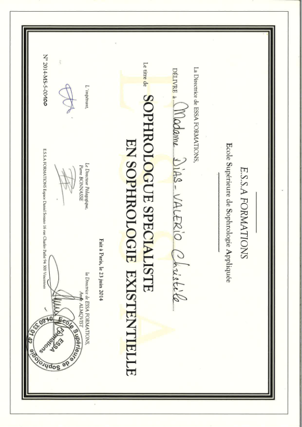 photo diplome La Voix de la Sophro