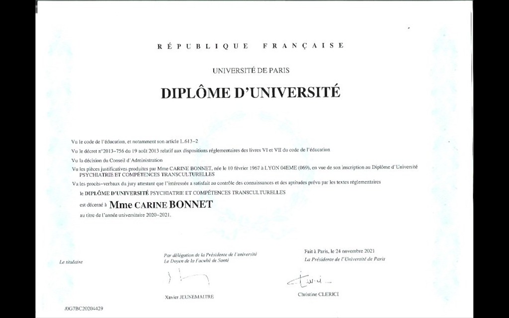 photo diplome BONNET BALLET Carine