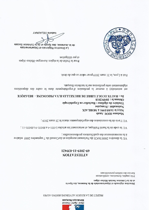 photo diplome Hypnothérapeute - Rebouteux - techniques ostéo