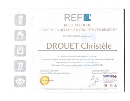 photo diplome Christèle Drouet Réflexologie La Rochelle 17