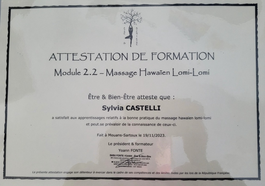 photo diplome L’univers de sylvia