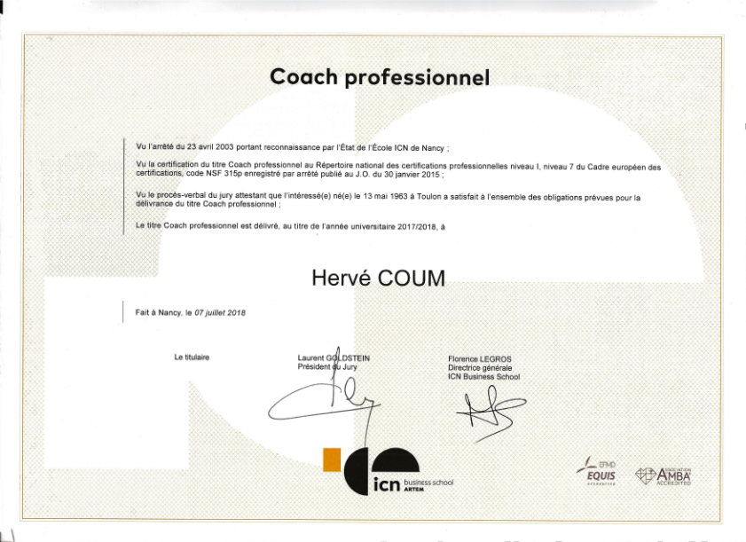 photo diplome Hervé COUM