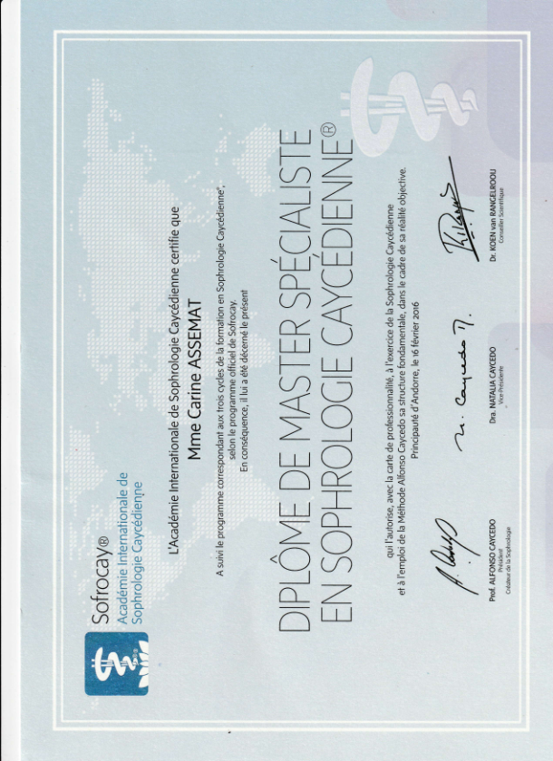 photo diplome Carine ASSEMAT