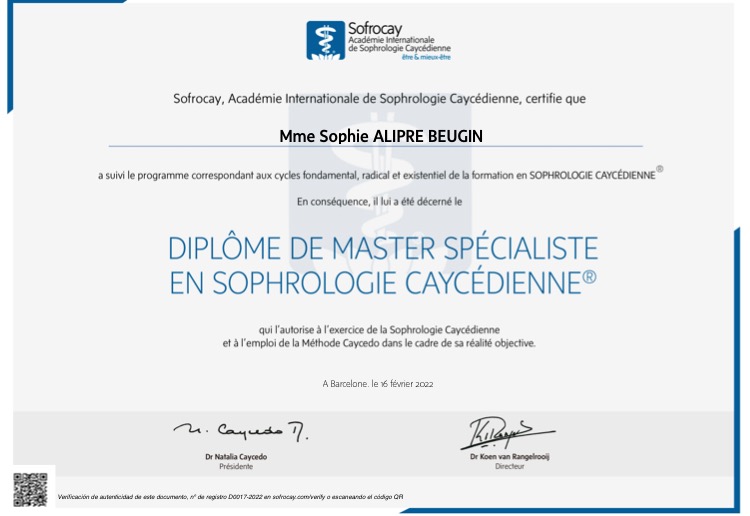 photo diplome Sophie Alipré