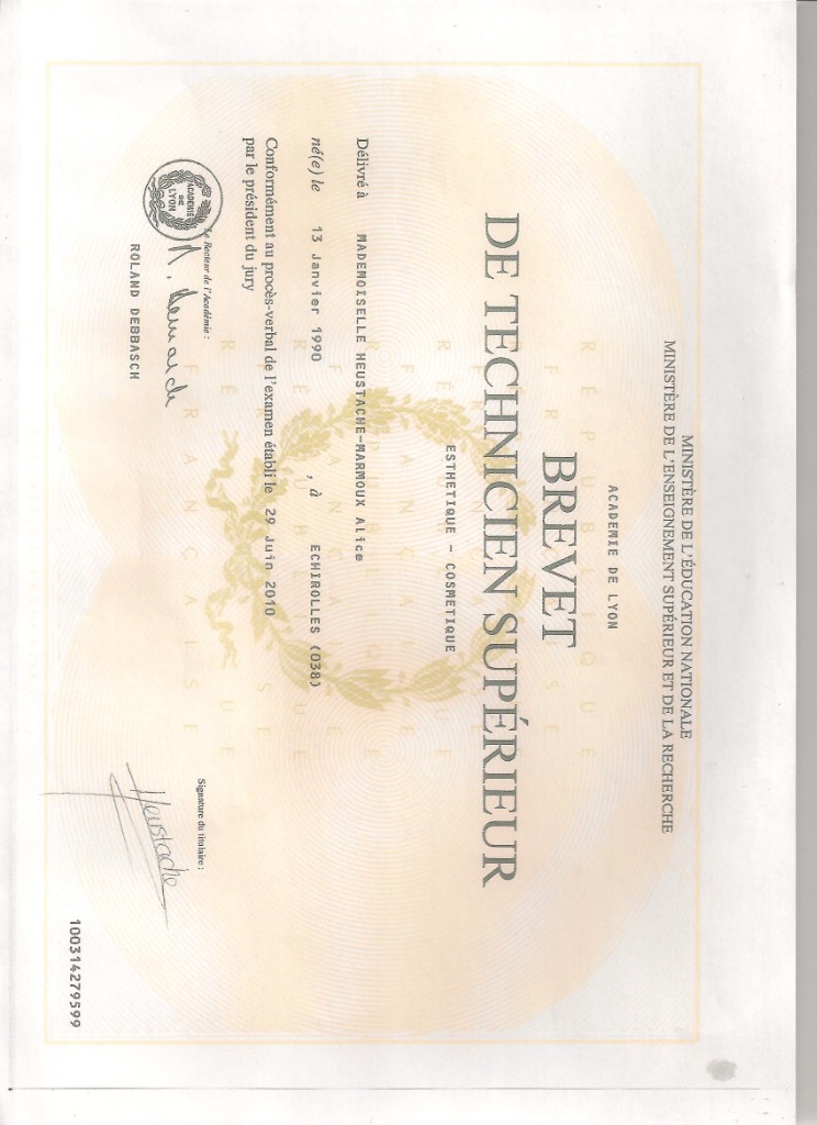 photo diplome ALICE HEUSTACHE