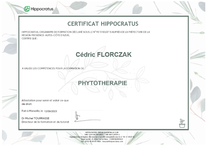 photo diplome FLORCZAK Cédric