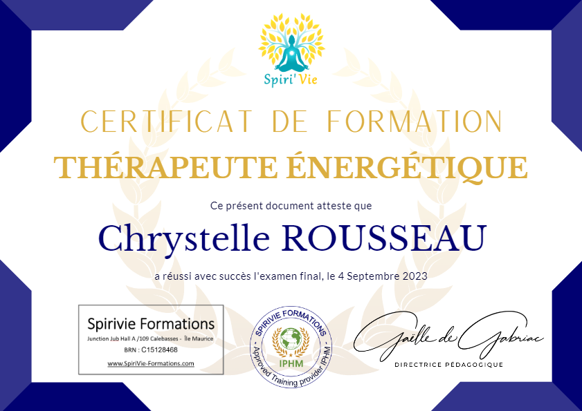 photo diplome Eva soins énergétiques
