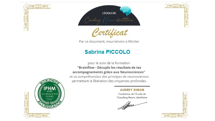 photo diplome Sabrina PICCOLO