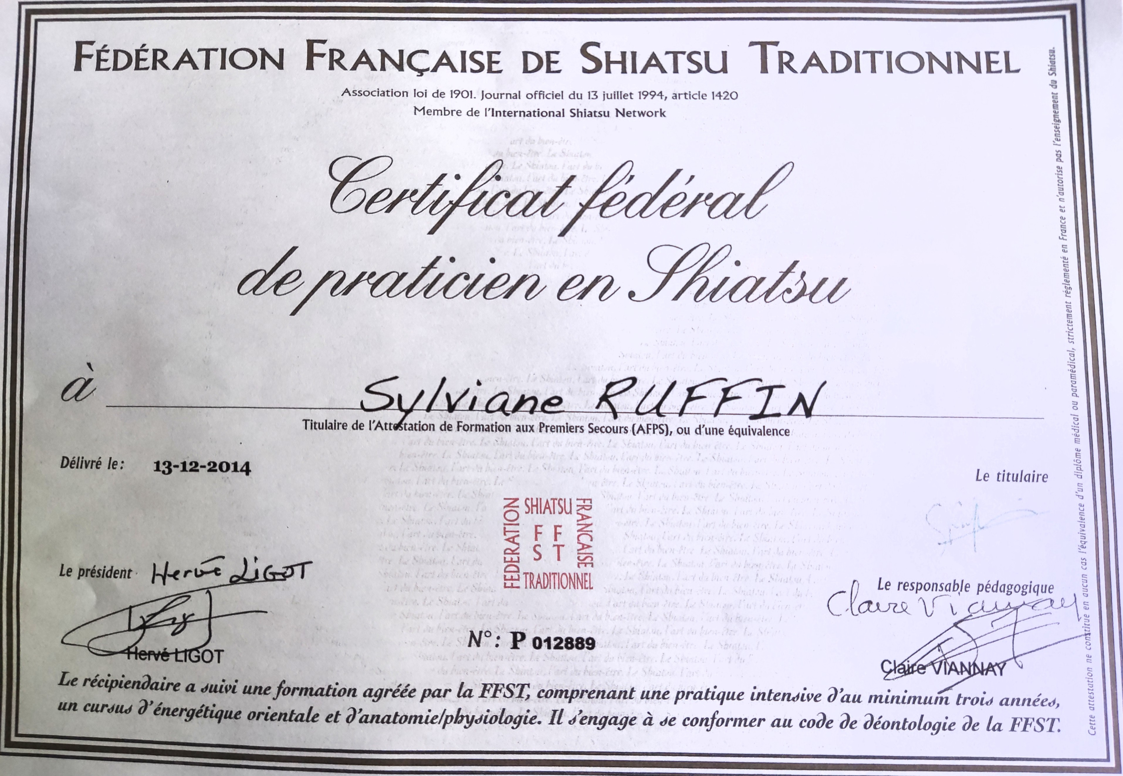 photo diplome Sylviane Ruffin