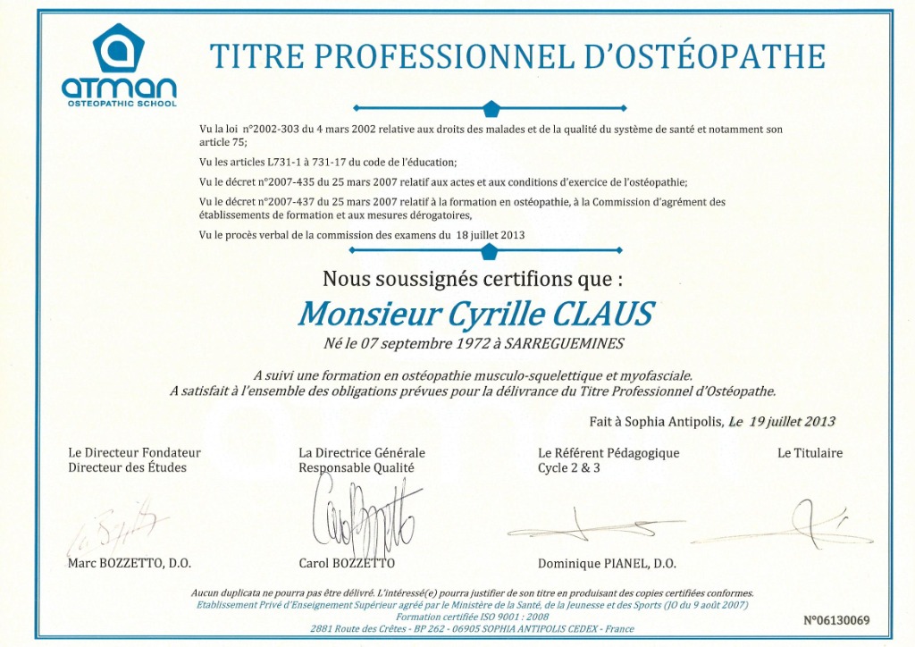 photo diplome Cyrille CLAUS