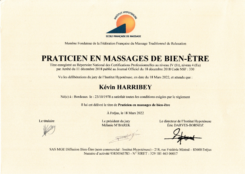 photo diplome Détend & Vous
