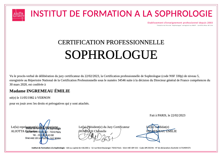 photo diplome  Emilie Ingremeau